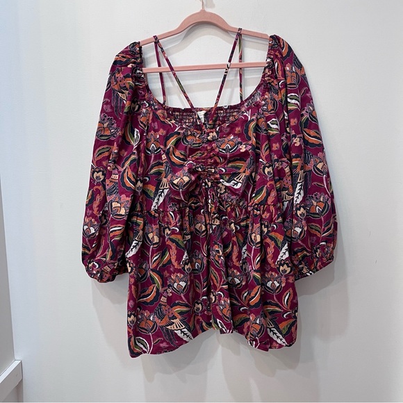 Cato Pink Colorful Floral Puffy Sleeves Blouse sz 18/20W - Picture 9 of 9